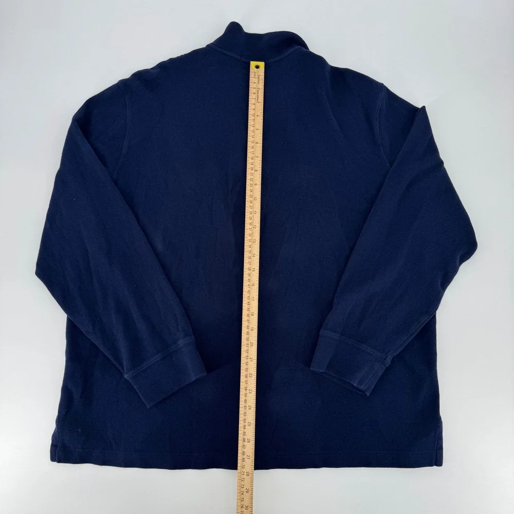 Polo Ralph Lauren Mens XL Navy Estate Rib Quarter Zip Polo Bear Pullover Sweater